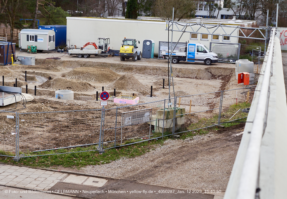 12.01.2023 - Baustelle an der Quiddestraße Haus für Kinder in Neuperlach